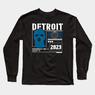 Retro Detroit Villains Blue Ski Mask // Urban Streetwear Style Long Sleeve T-Shirt